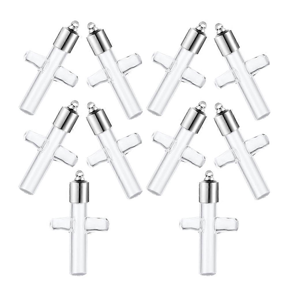 Small Glass Vials Mini Wish Bottles Cross Shape for Decoration 3Sets