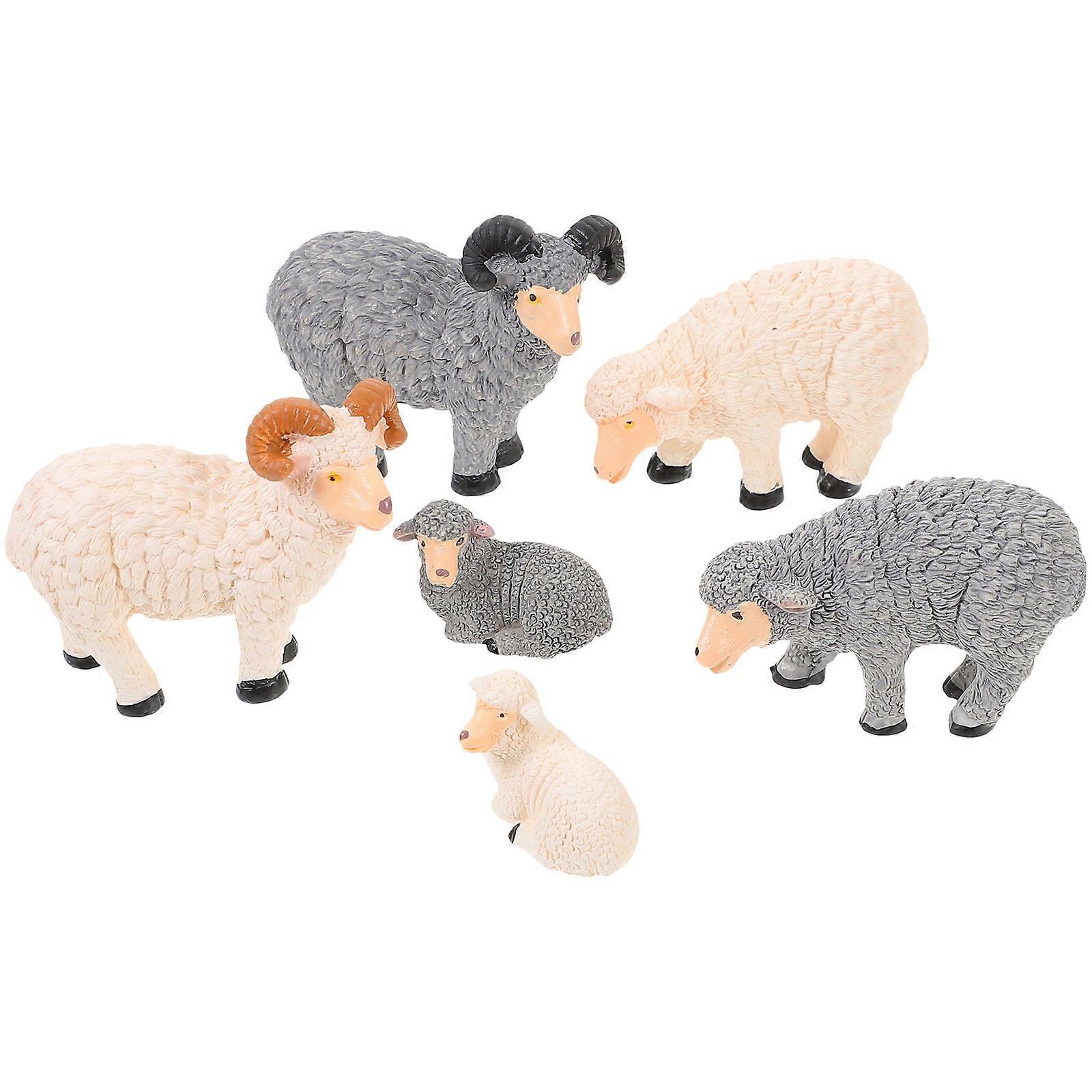 Mini Garden Sheep Figurine Resin Decor for Micro Landscape 18Pcs