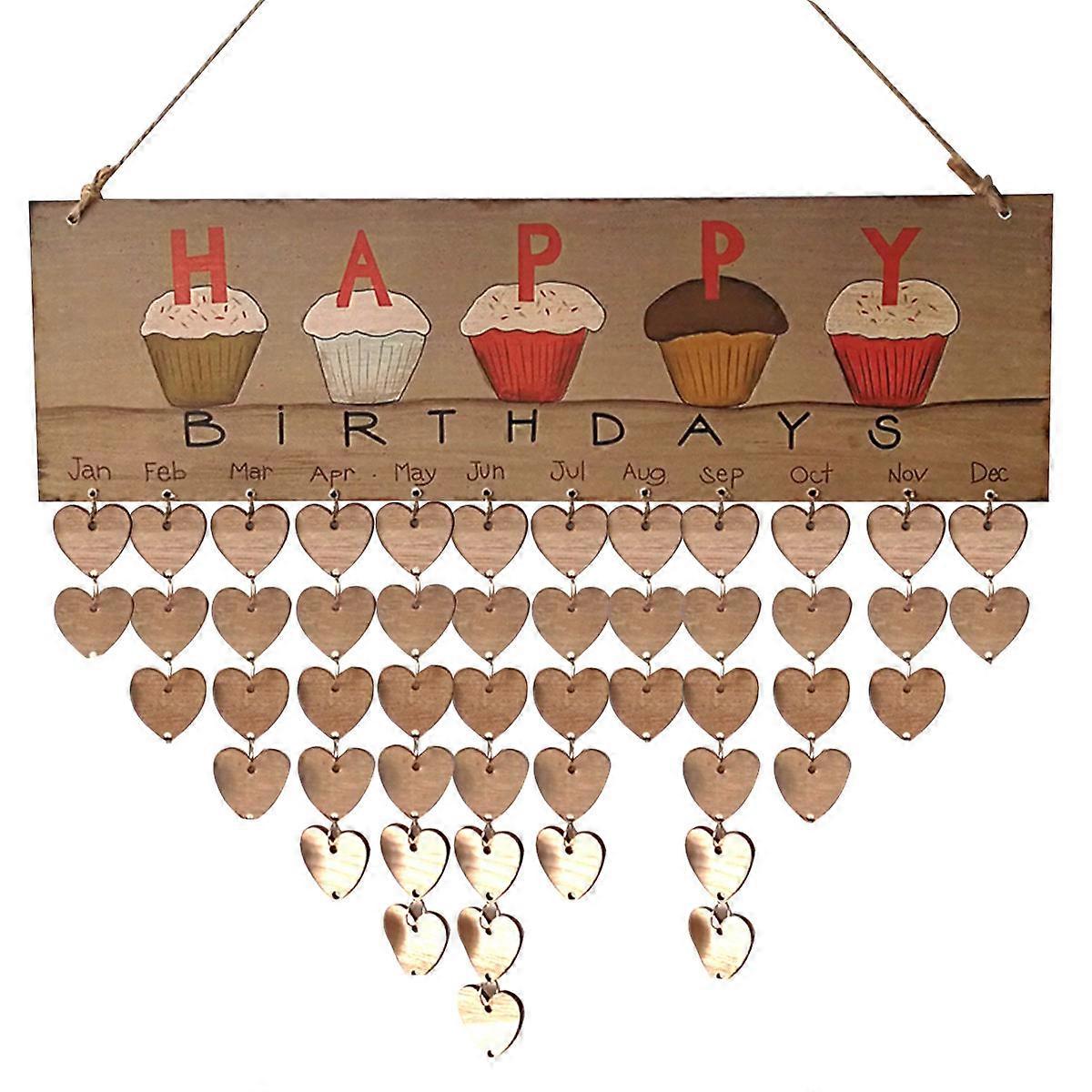 Wooden Hanging Calendar Plaque for Decoration with 1 Plaque and 50 Heart Pieces
