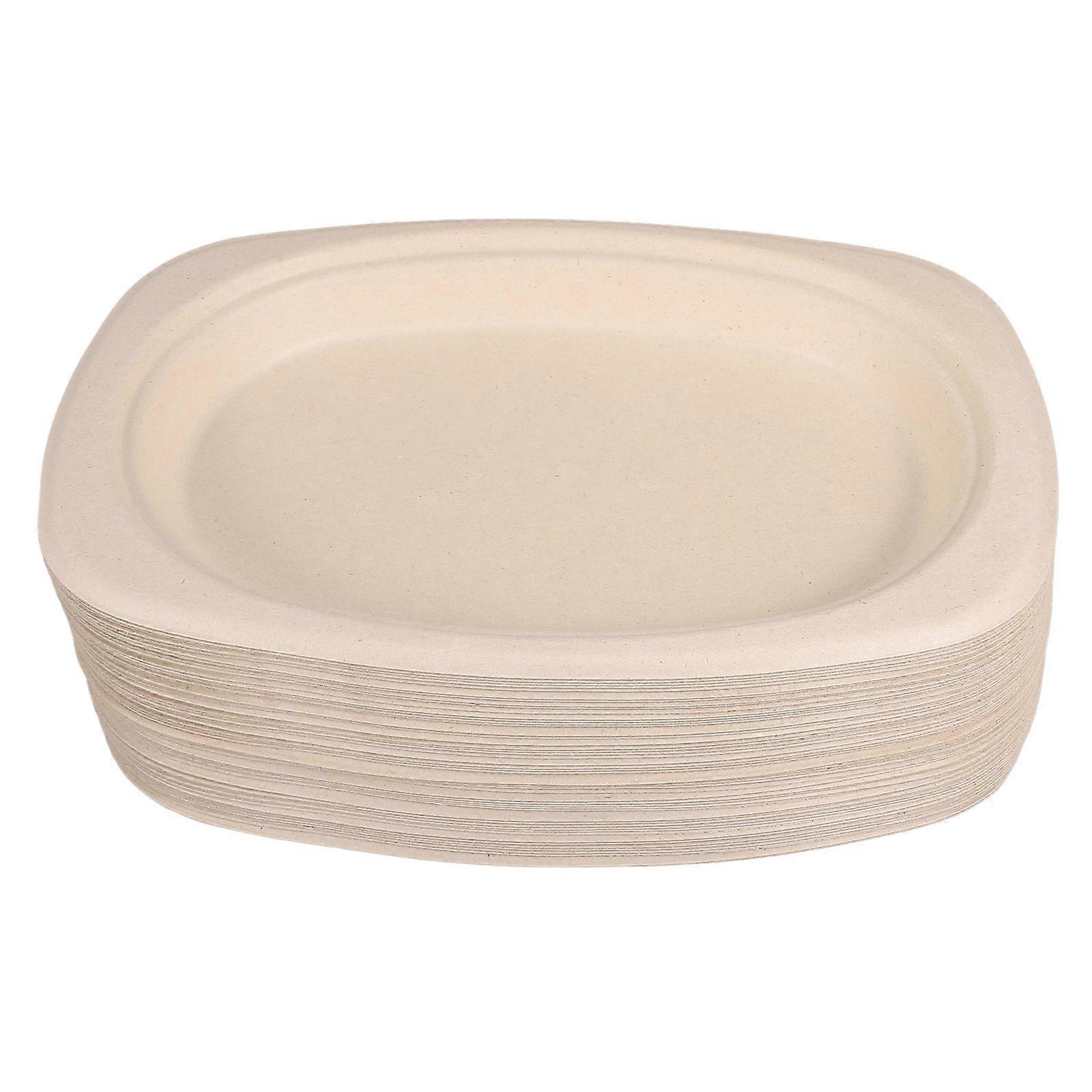Heavy Duty Paper Plates Oval 50Pcs Sustainable Dinnerware Ideal For Serving Fruits And Barbecue At Various Gatherings