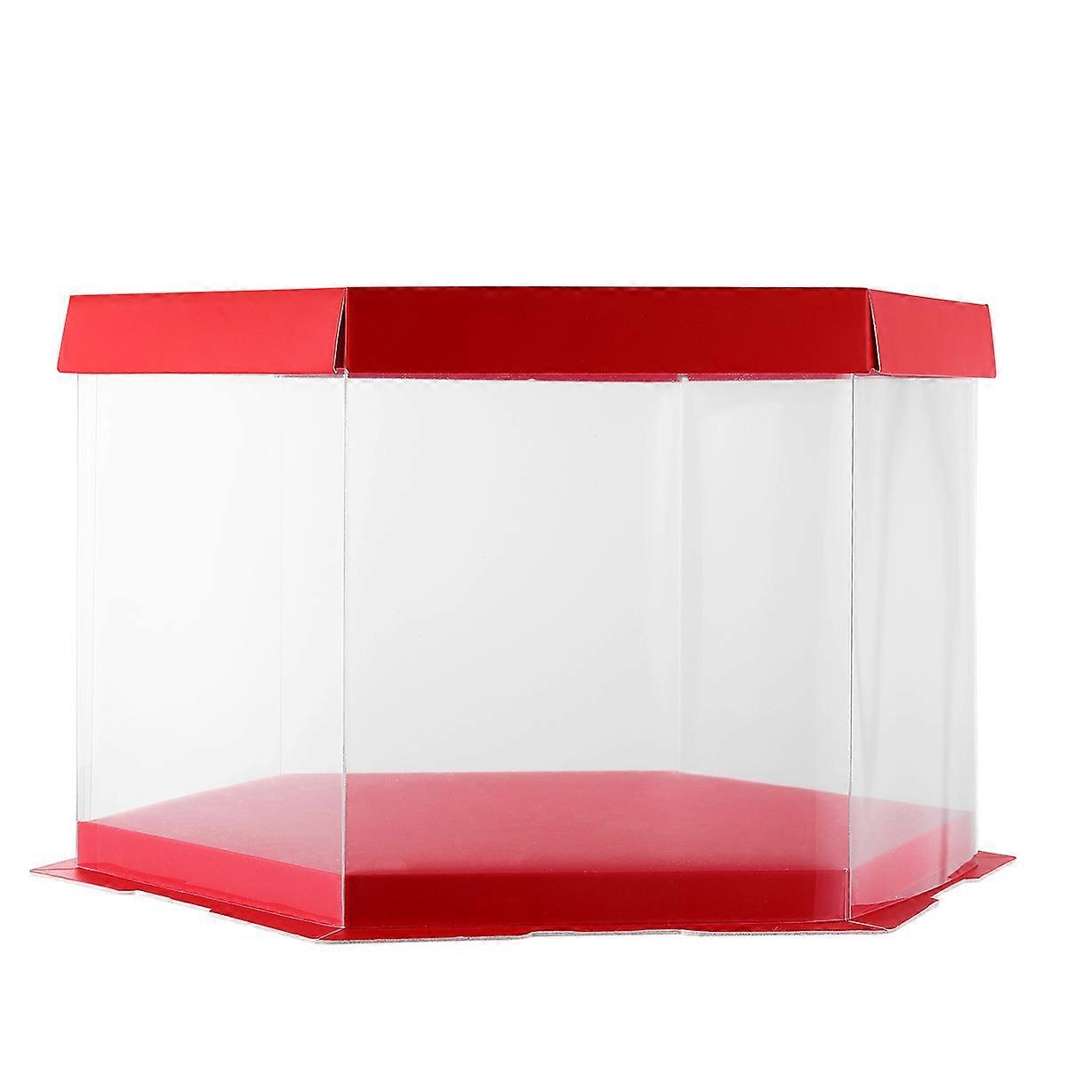 Clear Hexagon Cake Box Plastic Storage Organizer For General Users 26X26X18CM 1Pcs