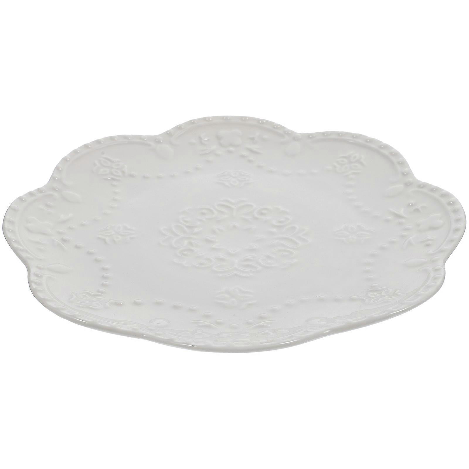 Simple Design 5Pcs Round Ceramic Food Serving Plates Perfect For Outdoor BBQ Party Use With Easy To Clean And Reusable Features