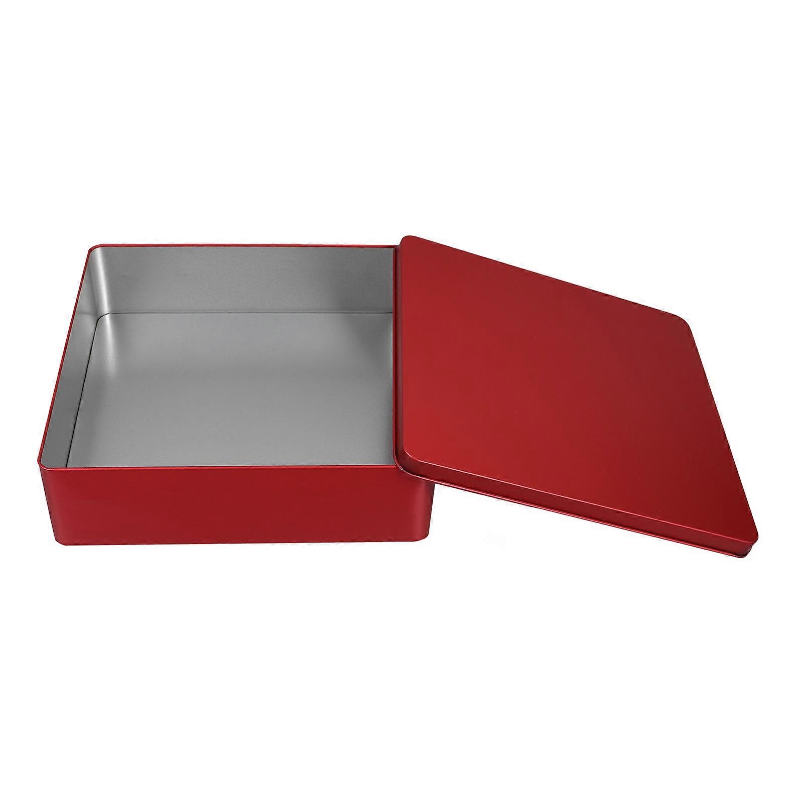 Red Candy Tin Box for Storage 3Pcs Square Classic Tinplate Decorative Box