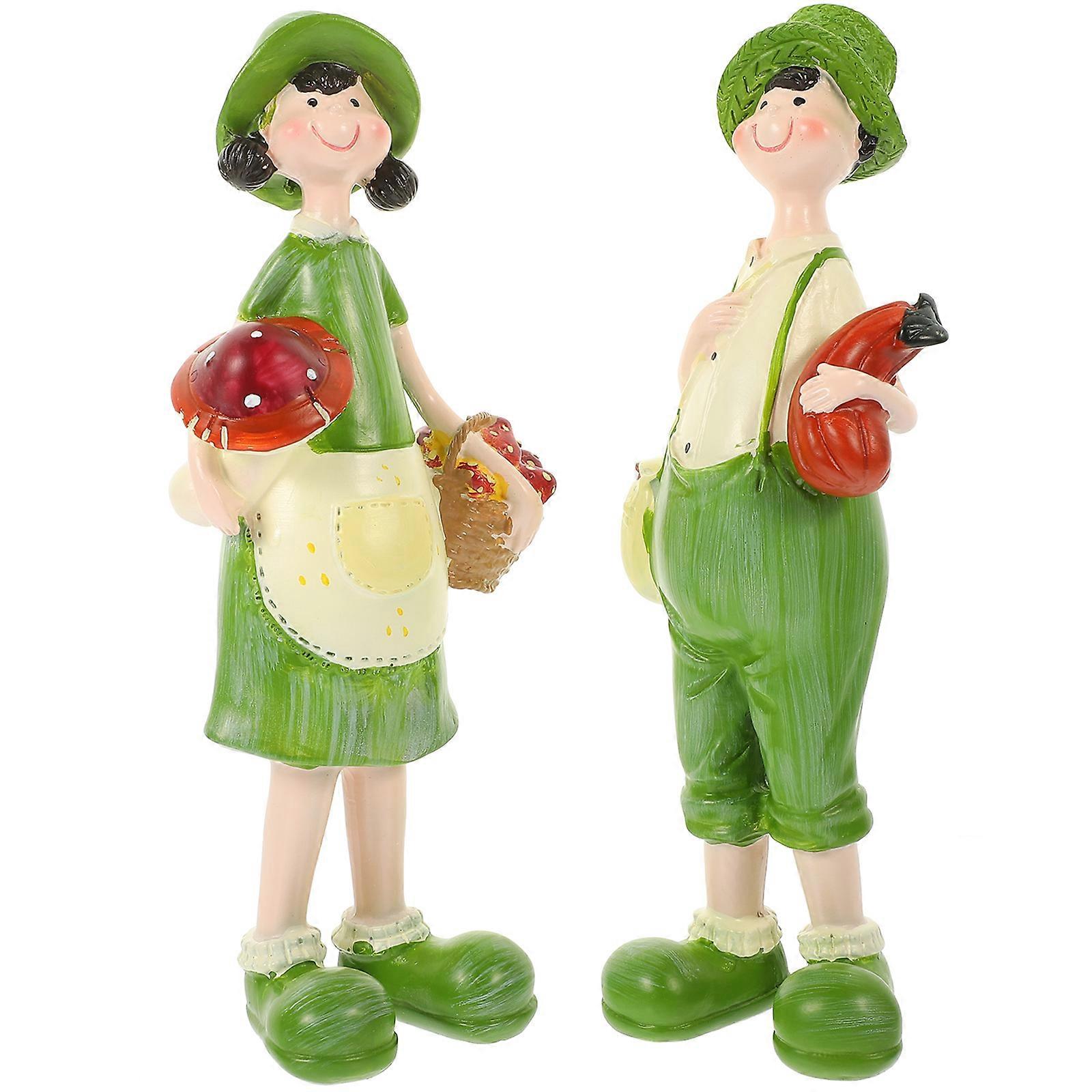 Creative Resin Boy Girl Statue for Decorative Use 2Pairs Set