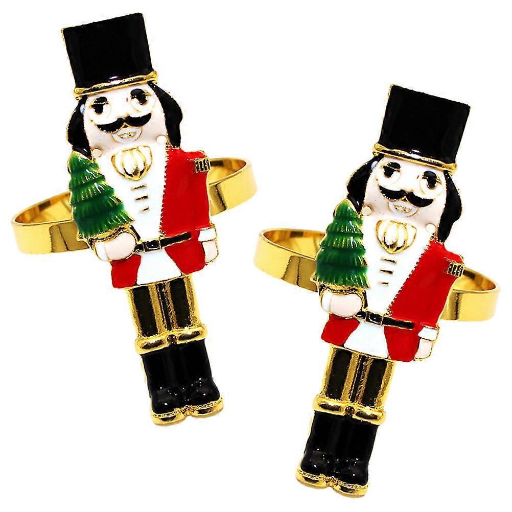 Nutcracker Napkin Rings 2Pcs Christmas Table Decoration Assorted Color Holders for Holiday Reception