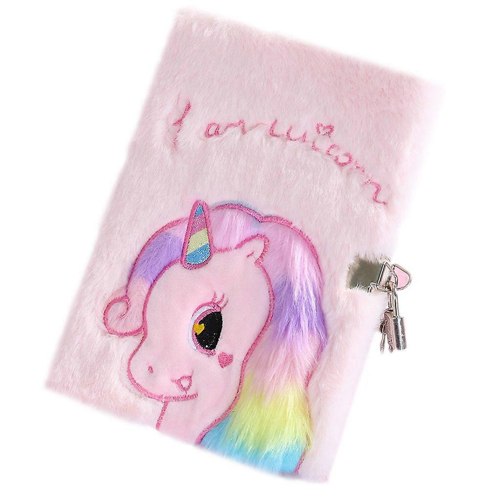 Fluffy Pink Plush Notebook for Writing with 4Pcs Cartoon Note Covers