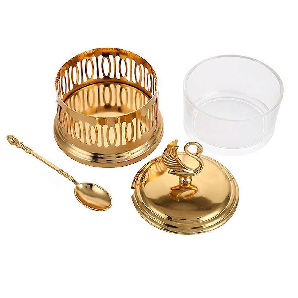Golden Spice Jar Swan Statue Designed for Storage Use 1Pcs