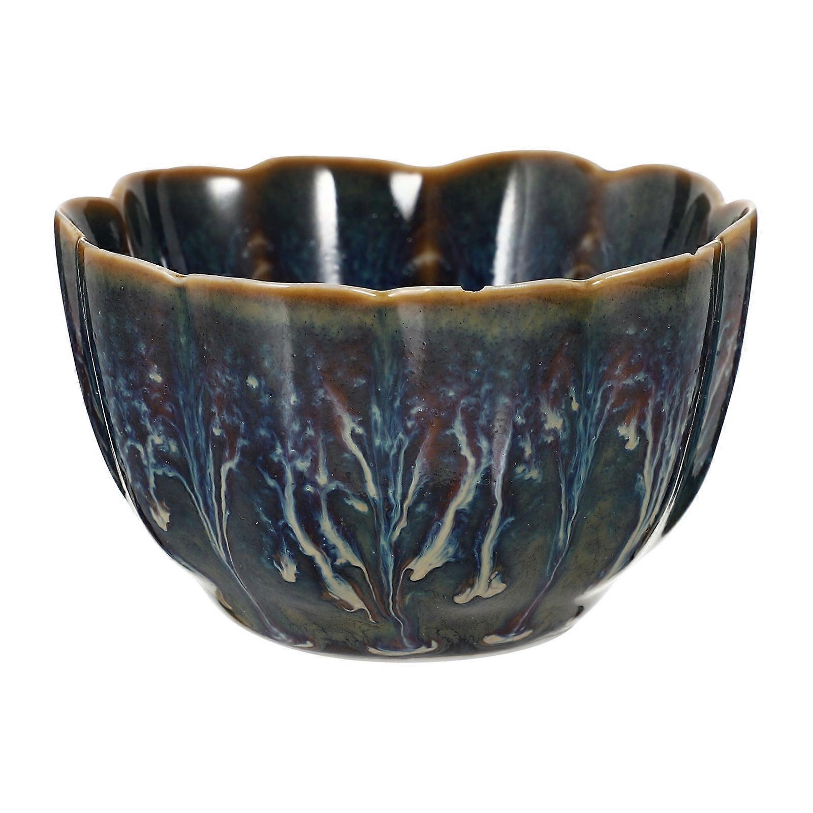 Kung Fu Teacup Ceramic Tea Cup for Household Use Blue 3Pcs Set