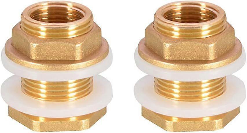 2Pcs Dn20 3/4 Brass Water Tank Water Pipe Fitting Adapter Faucet Rain Bucket Socket Brass Tank Socket for Faucet Rain Bucket Water Tank