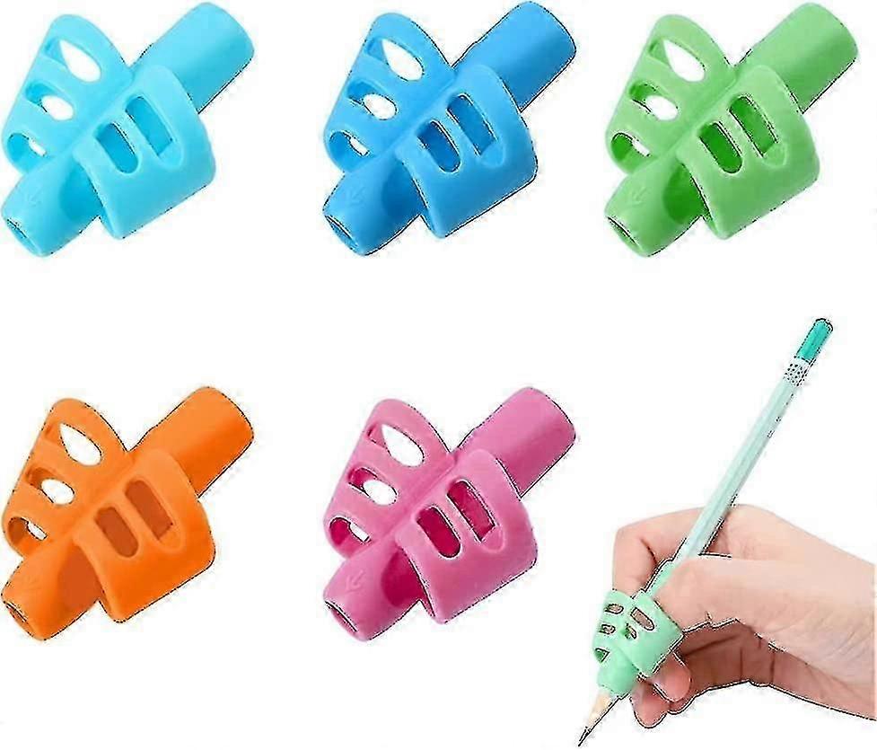 5 stk Blyantgrep, Skrivehjelp Penn Grep Holdningskorreksjon Barnefingerguide, Ergonomisk blyantgrep, Riktig holdning av barnets holdepenn