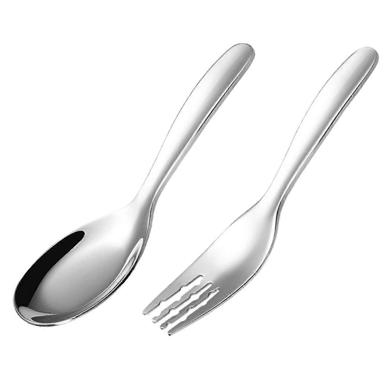 Stainless Steel Fork and Spoon For Bento Lunch Box, Flatware With Rounded Edges, Lightweight SelfFeeding Utensils