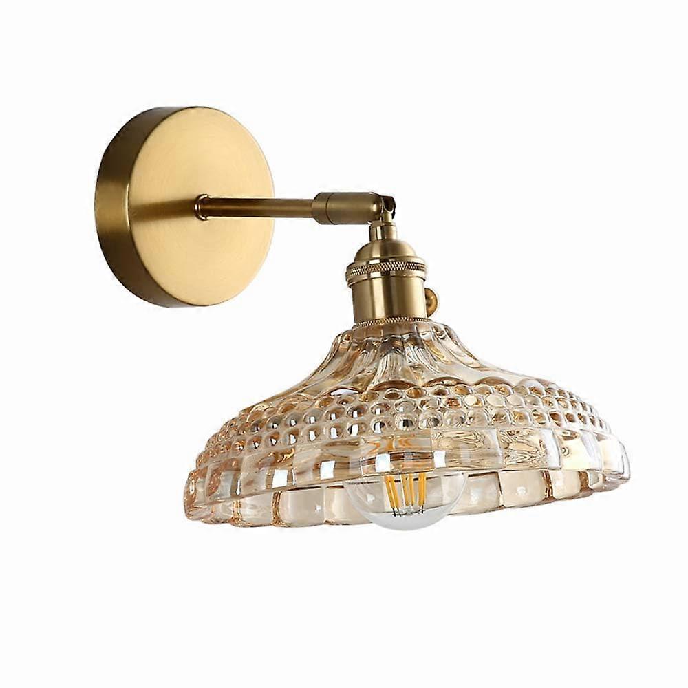 Chandelier Vintage Wall Sconce With Amber Glass Lampshade Golden Metal Interior Modern Wall Mounted Light For Bedroom