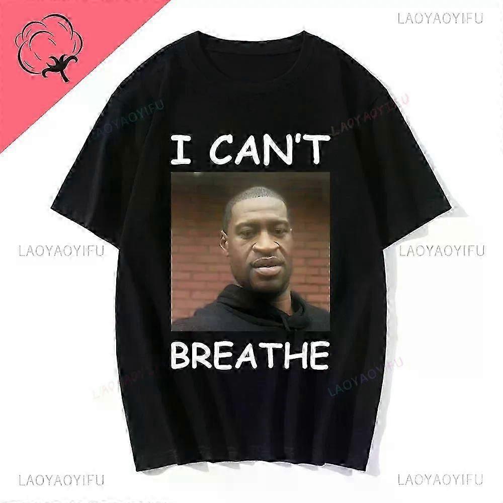 Tričko s potiskem písmen George Floyd s bílým potiskem I Cant Breathe TTS61_i*