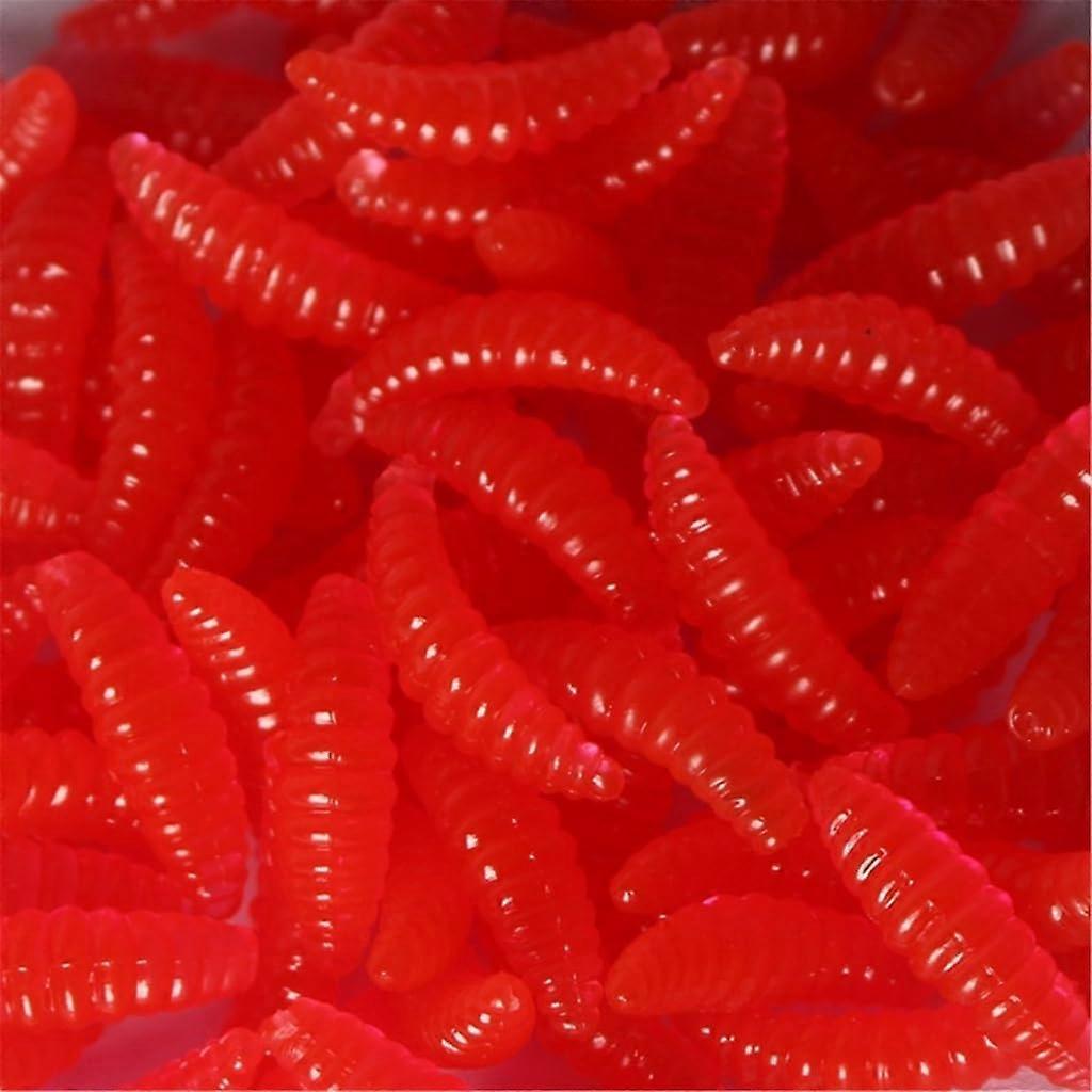 Fishing Lures 50 Pcs Jigging Wobblers Soft Maggots Artificial Baits Bread Red R Model