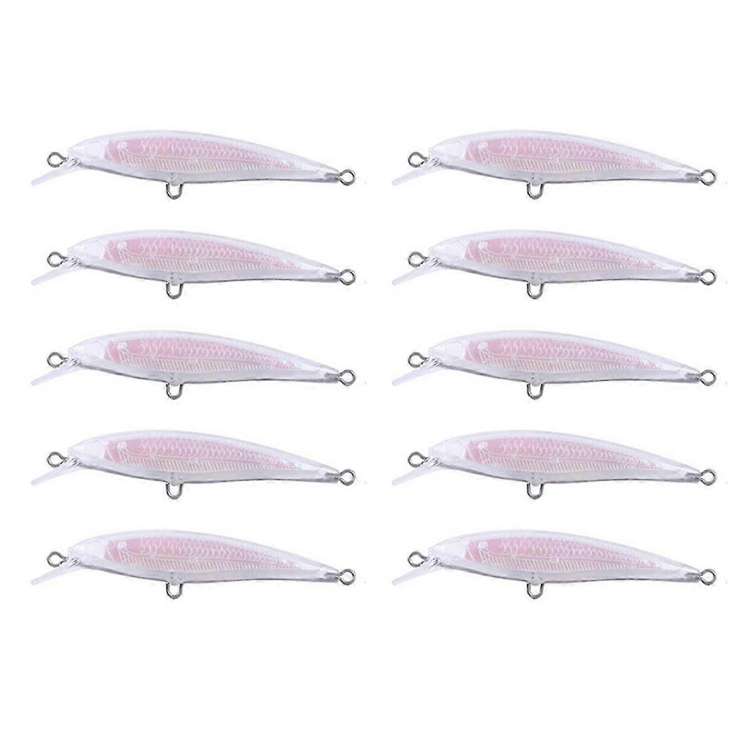10PCS DIY Unpainted Blank Bait Minnows 8.5cm Holographic Rattle Wire Through Body for Custom Fishing Lures