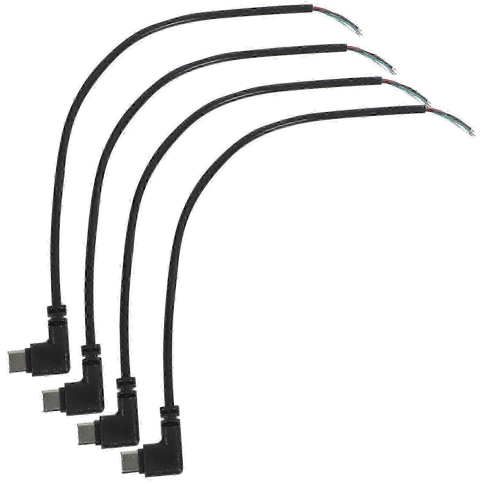 4Pcs Short Right Angle USB Cable C to 4 Pin Bare Wire Open End Wire 90 Degree USB Type C Male Plug