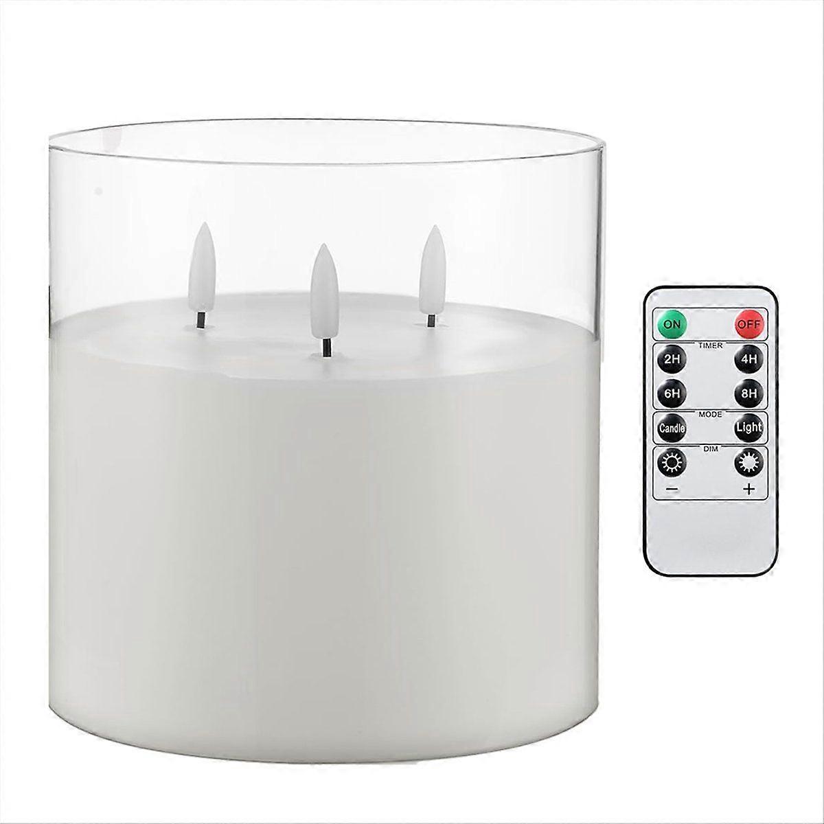 6x6Inch Extra Large Flameless Candles, 3 Wick Glass Large Candles with Remote Control and Timer,for Home Party Decor