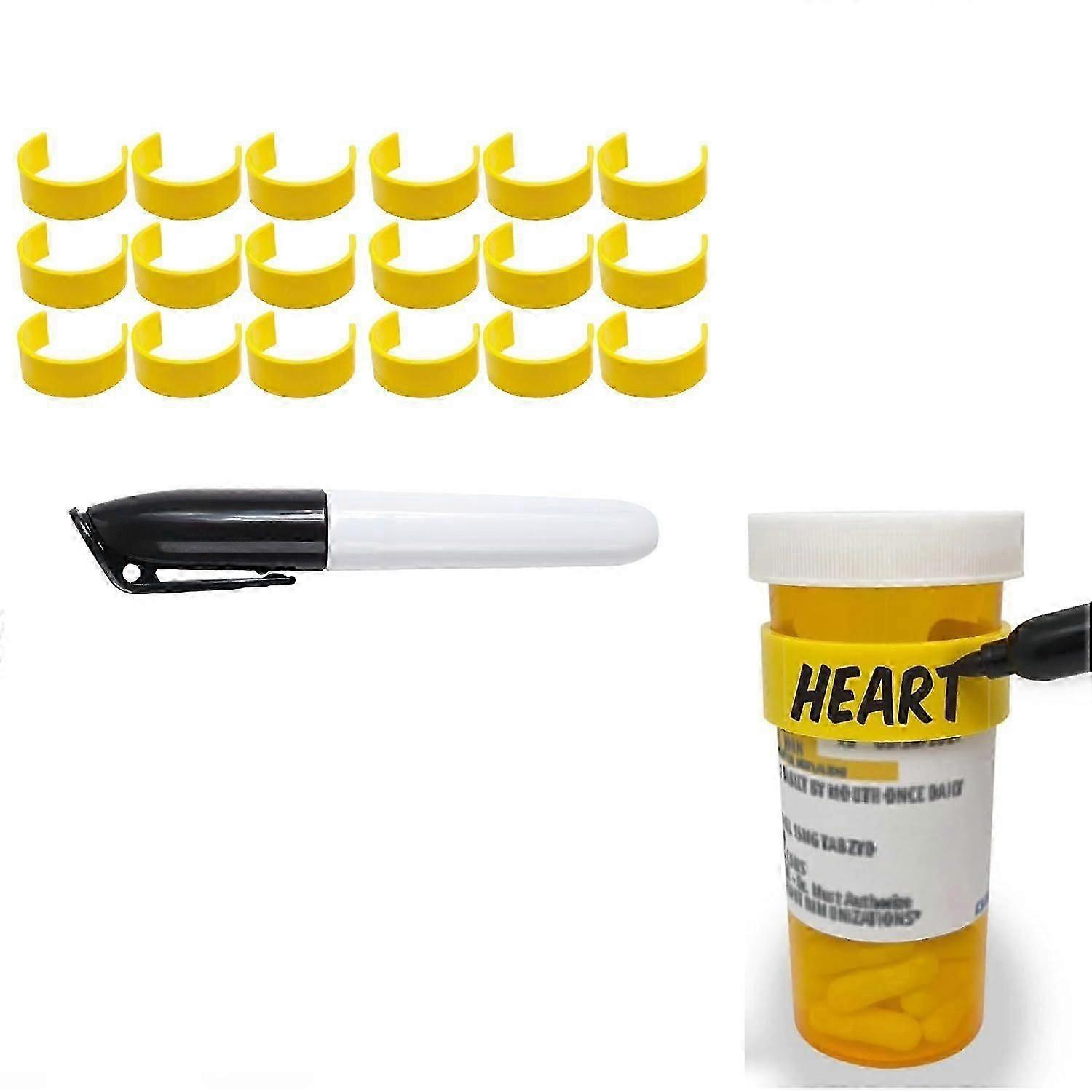 Pill Bottle Clips with Marker, Portable Label Clips for Medicine Bottles, Easy Medication Identification, Perfect for Daily Use & Travel