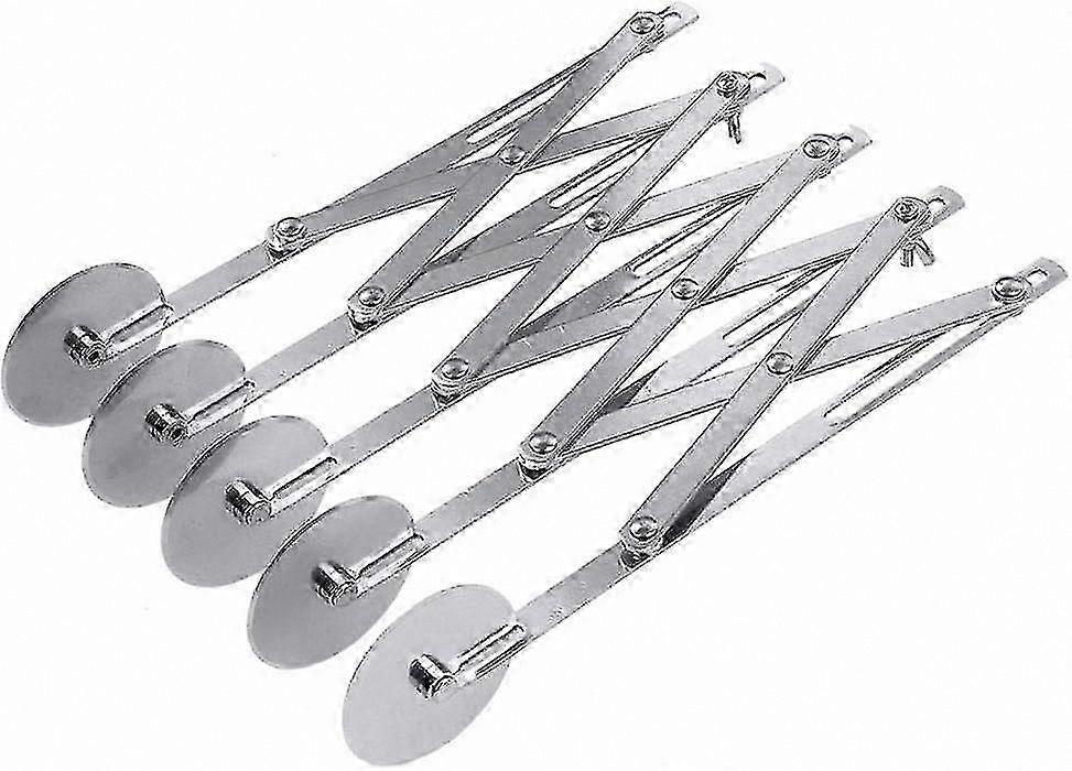 Adjustable 5-Wheel Dough Cutter with Telescopic Handle for Pastries, Pizza, and Cookies in Stainless Steel