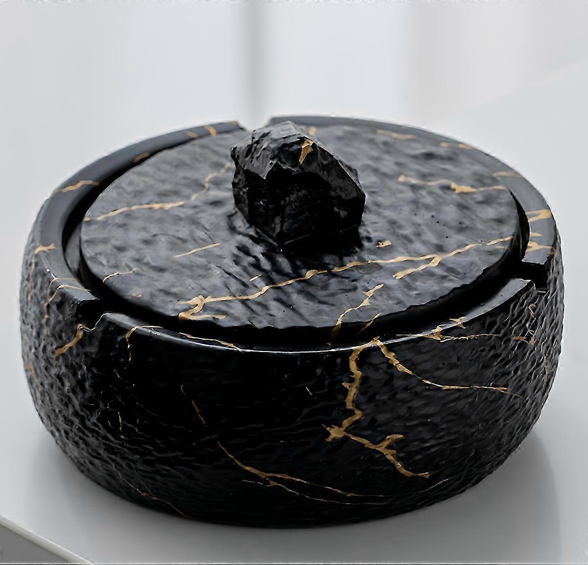 25-26 Ceramic Ashtray with Lid,Windproof Ashtrays for Home