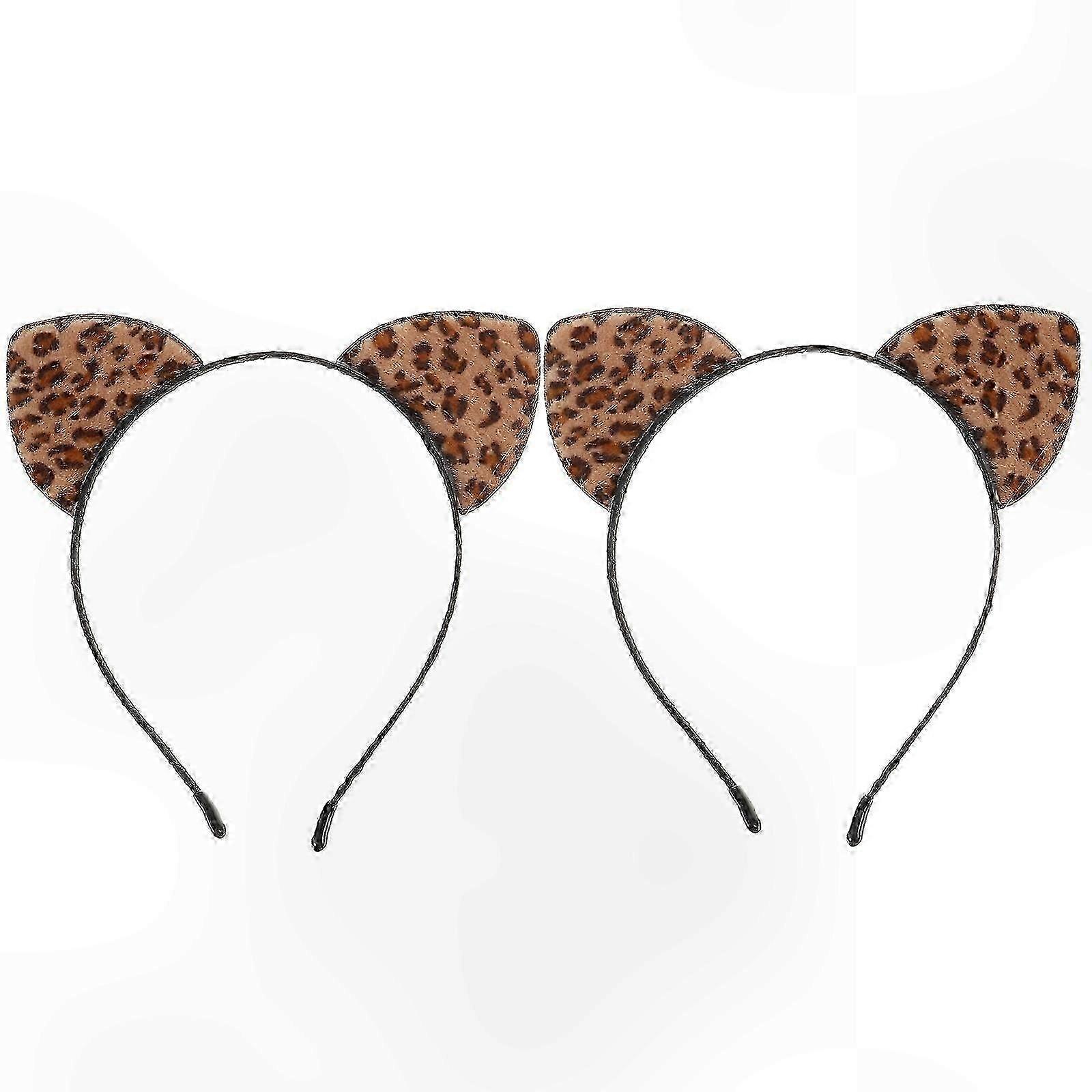 Leopard Print Cat Ear Headbands, 2-Pack for Costume and Event Accessory Use