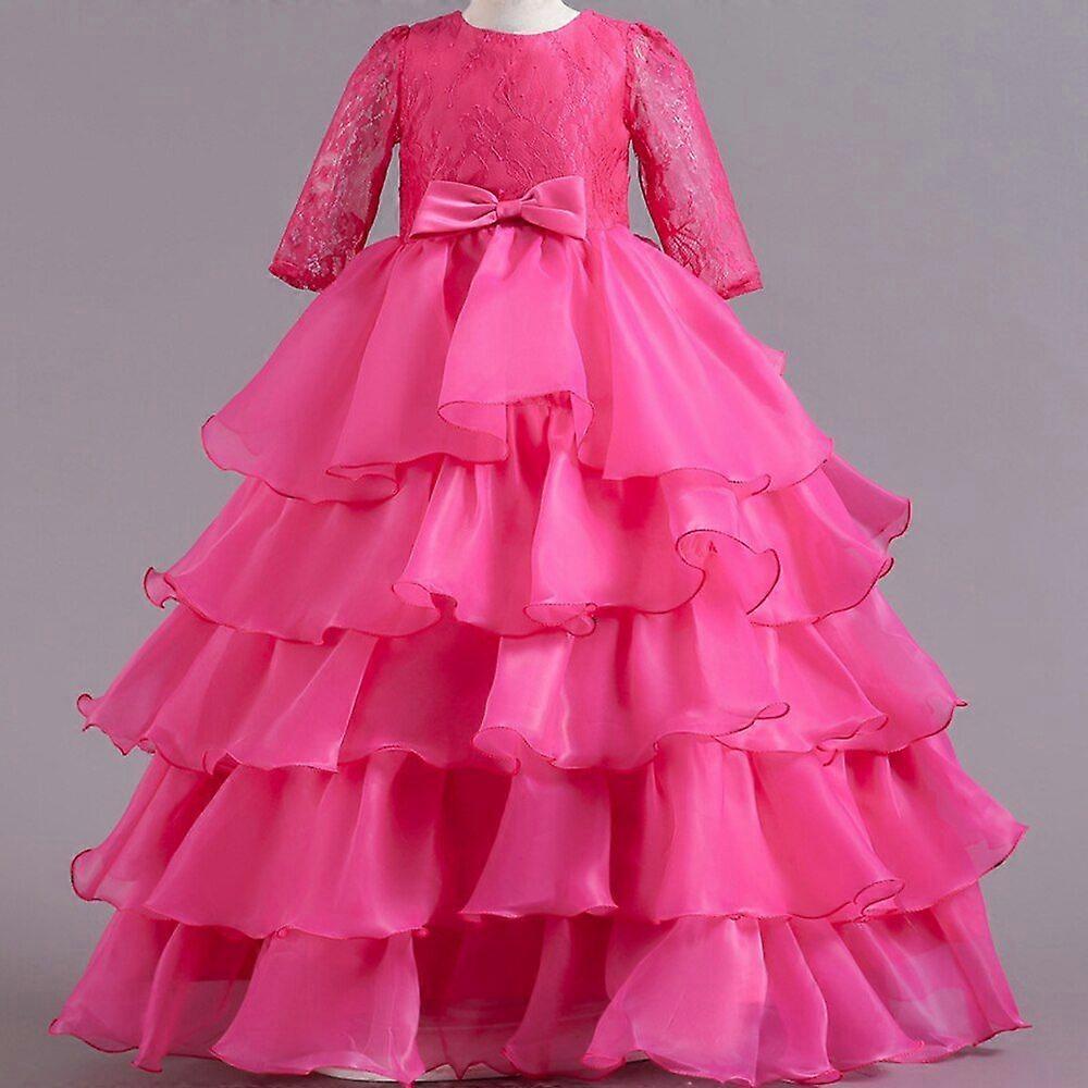 בנות מסיבת חג המולד שמלת פפיון תחרה שמלת גזה רכה חתונה ילדת פרחים מארחת שמלת הופעה