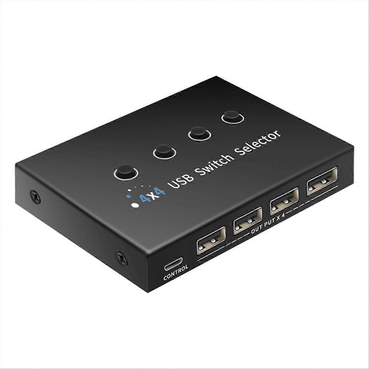 4 In 4 Out KVM USB2.0 Switch Hub Adapter USB2.0 Printer for Laptop