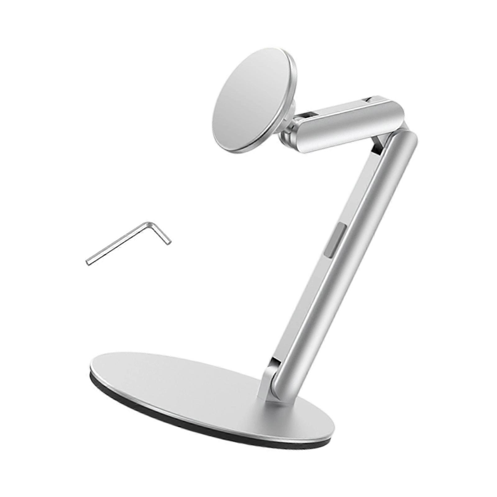 Double Arm Magnetic Phone Stand Adjustable Rotate Desk Mount Easy to Carry for Phone 12+ 4 7 Inch Mobile Devices  Silver