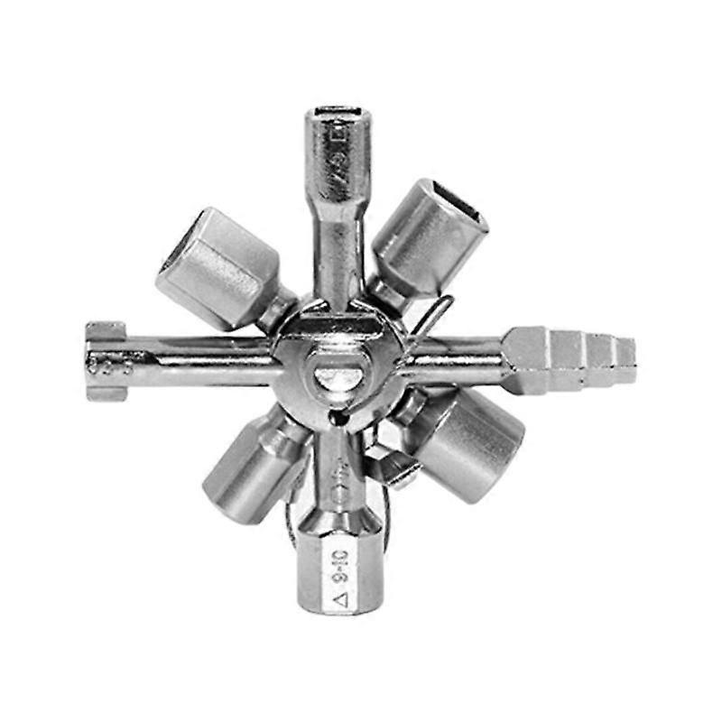 10-in-1 Cross Wrench Key Multifunctional Metric Tool Chrome Steel Durable Portable for Elevator Electrical Cabinet