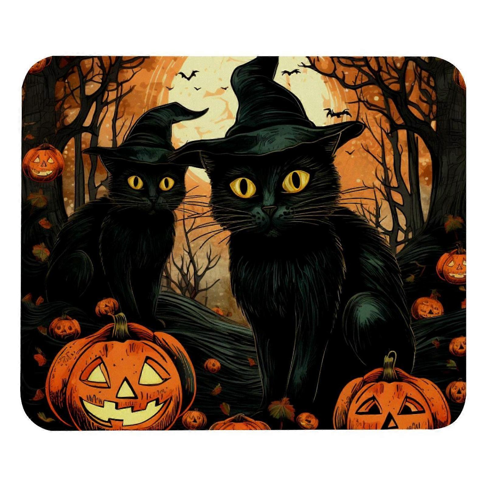 Halloween Cat O Mouse Pad 8.3'' x 9.8'' with Non-Slip Rubber Base, Compatible with Laptop, Writing, Gaming, School, Office, Home
