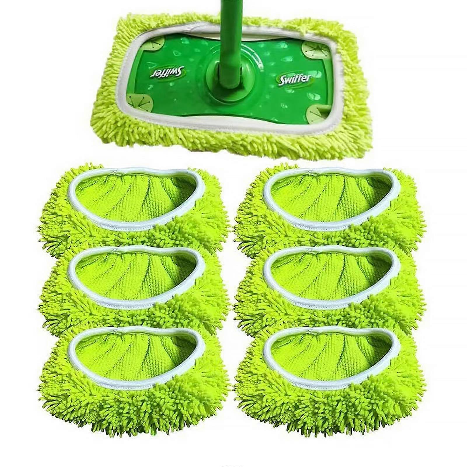 6 Pack Reusable Mop Pads Compatible With Sweeper Mop, Microfiber Wet Mop Cloths, Washable Floor Cleaning