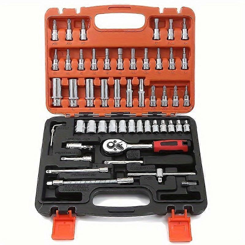 53-Piece Ratchet Socket Wrench Set - Compatible with Auto Repair & DIY - Complete Tool Kit for Mechanics