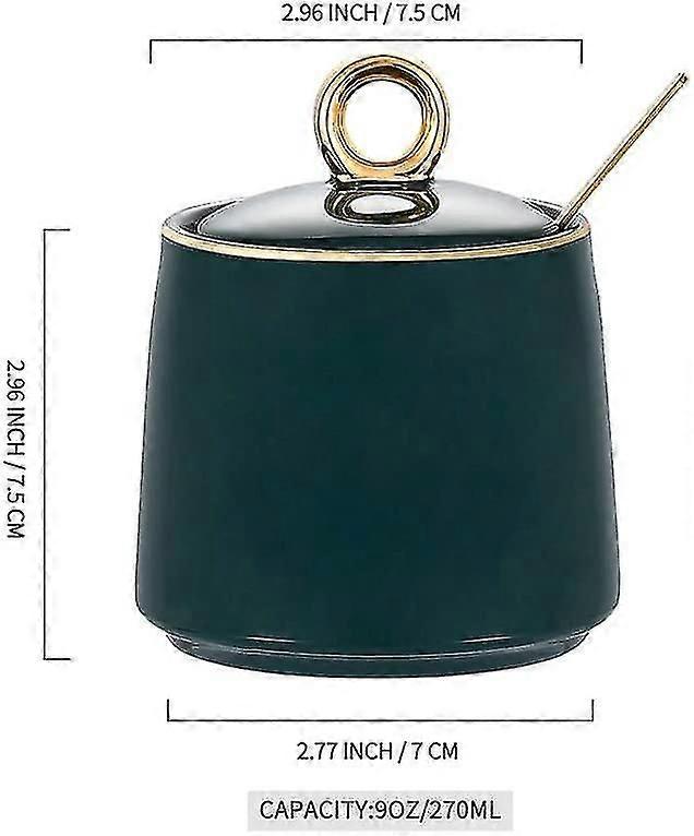 Dispenser Salt Container - Ceramic Sugar Bowl with Lid and Spoon