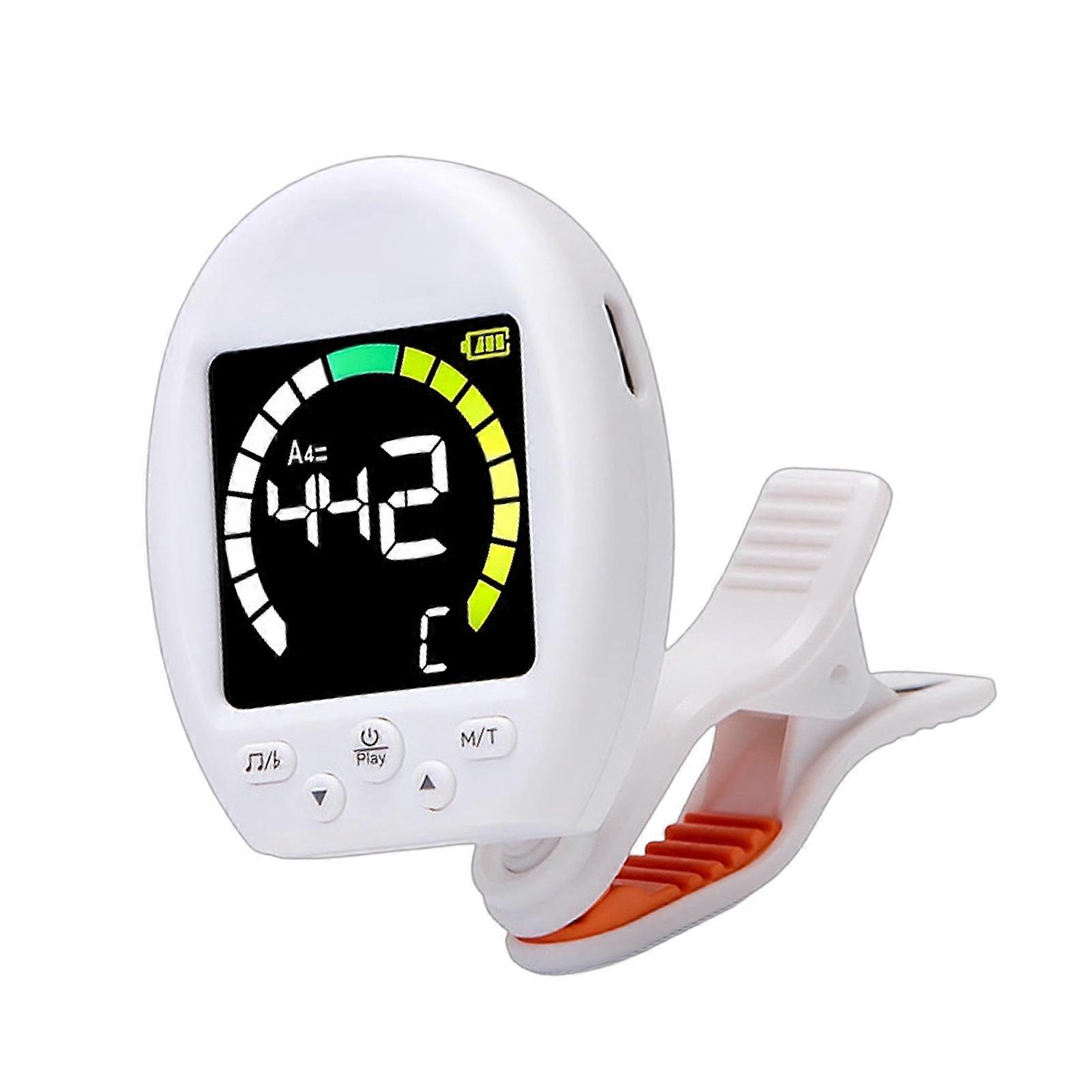 Rotating Guitar Tuner Professional Clip-On Tuner with Beat Function Digital Electronic Tuner Guitar Accessories  White