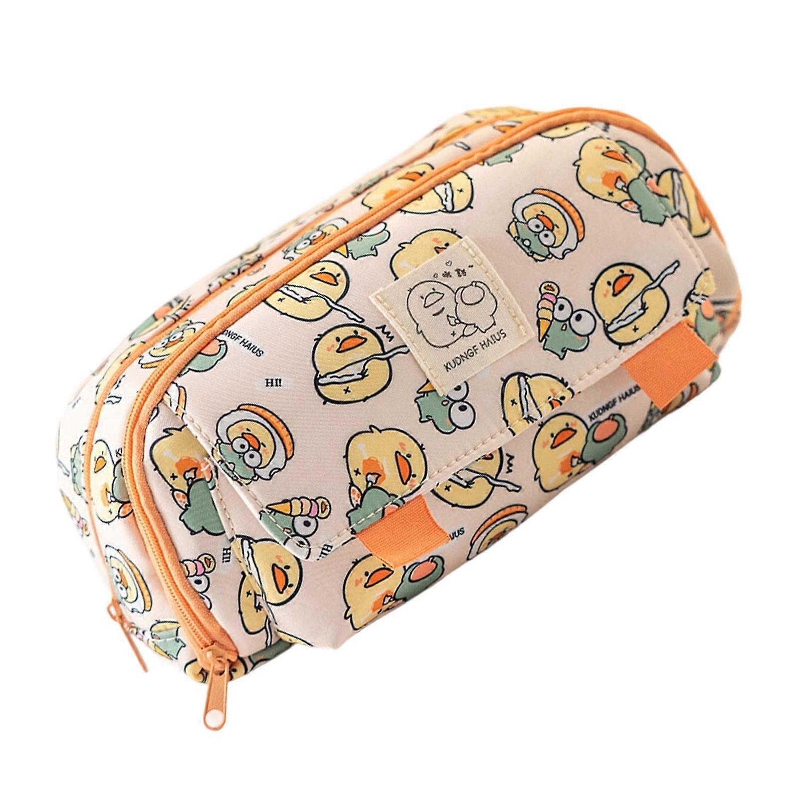 Lovely Capybara Pen Bag School Pencil Organizers Large Capacity Pencil Case For Erasers Markers Scissors Storage  Yellow duck