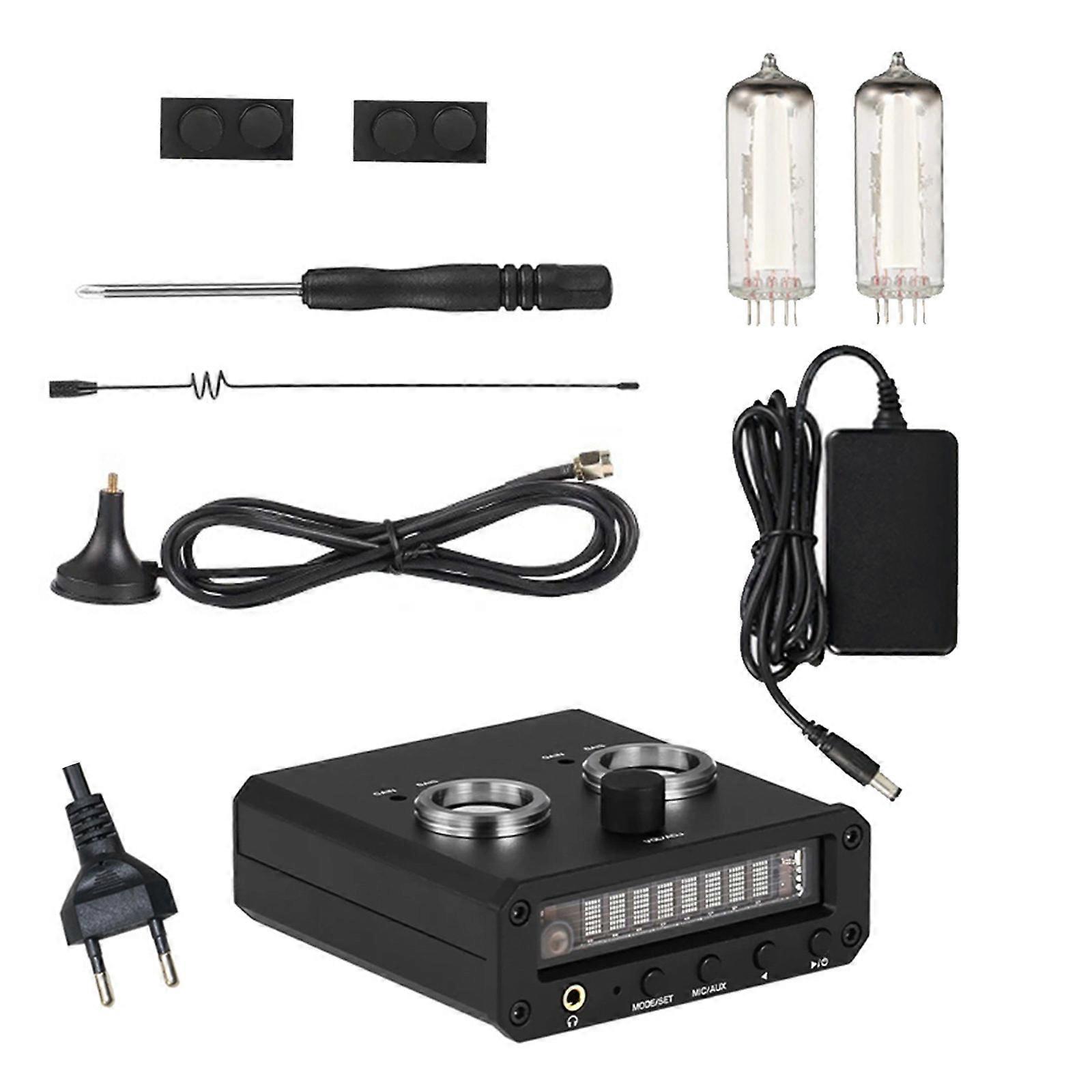 P2-FM Studio Preamp Headphone Amplifier Featuring 6E2 Spectrum Tubes FM Tuner Clock Timekeeper Function Multicolor