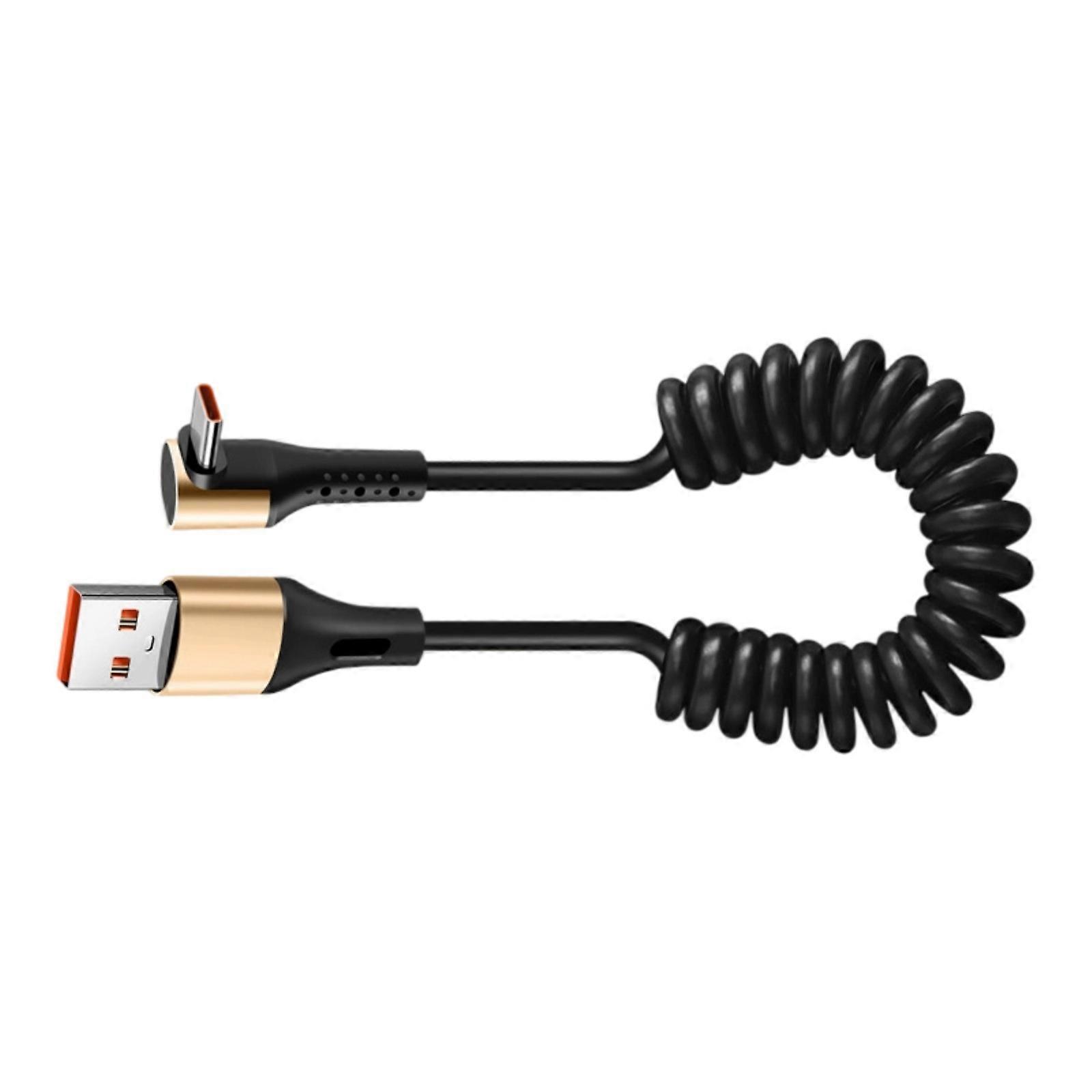 Multifuntional Spring USB C Cable Fast Power Supply Angled Design Plastic Texture Suitable for Phones and Electronics Multicolor