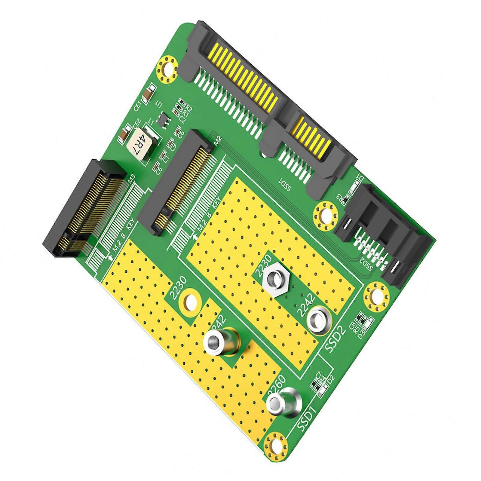 Two M.2 Key B NGFFs to SATA3.0 Adapters 2-in-1 NGFFs Converters Reader Card Converters 2.5inch Hard Drive Multicolor