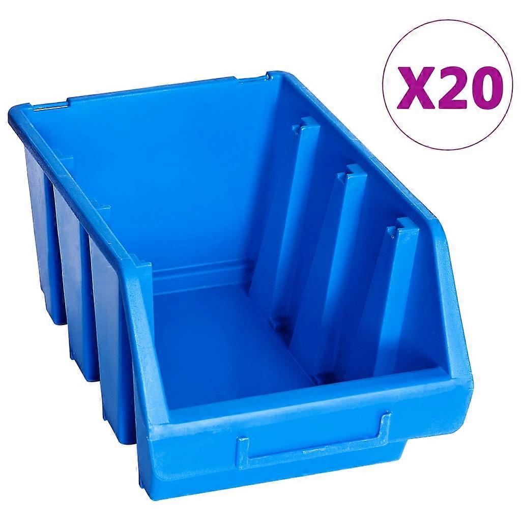 Stacking Boxes 20 Pcs. Blue Plastic