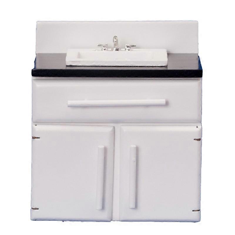 دمى البيت الأسود & الأبيض بالوعة وحدة مصغرة أثاث المطبخ الحديث 1:12