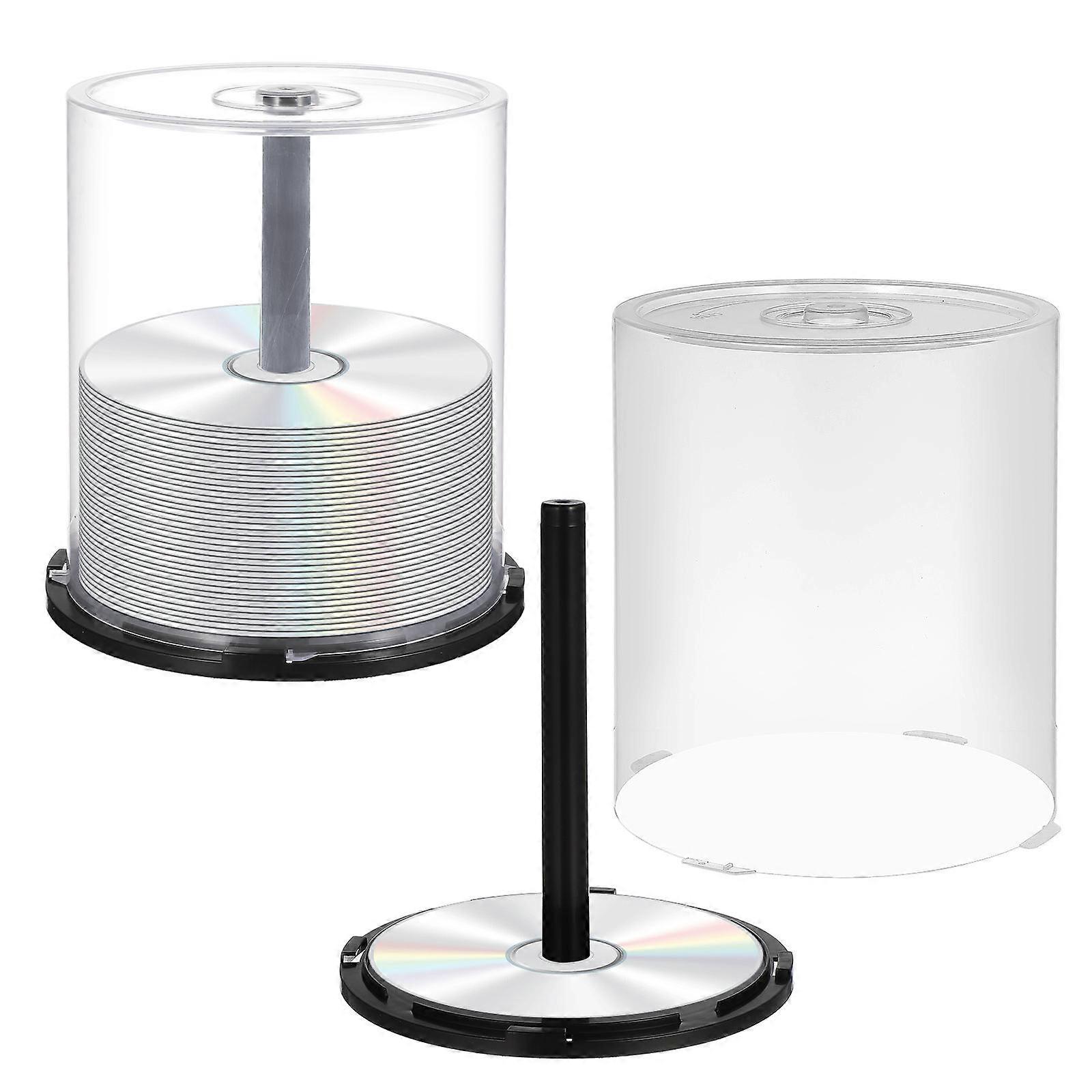 2pcs Cds Storage Bucket Clear Plastic Dvds Holder Compact Disk Storage Holder Cd Organizer