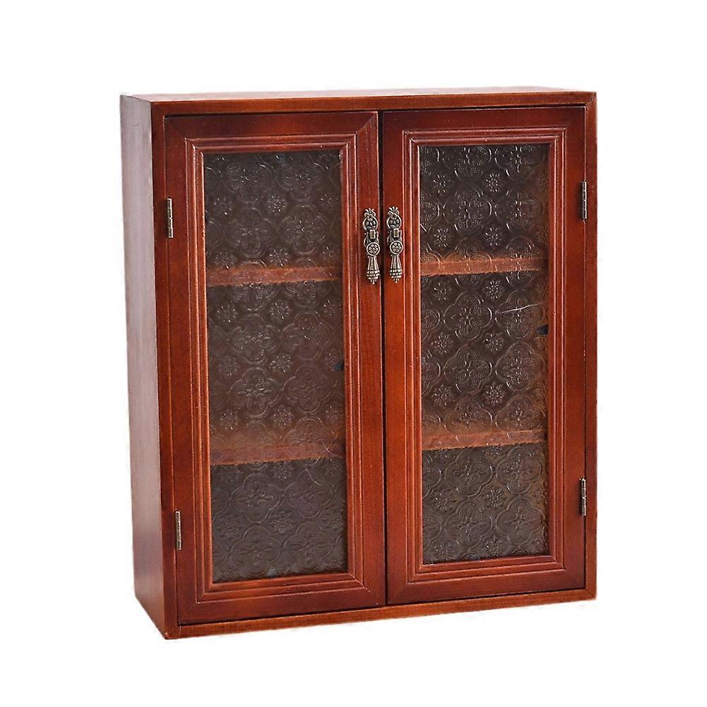 Armoire de rangement murale en bois de chevet, meuble de rangement vintage en bois à double porte, troisième étage