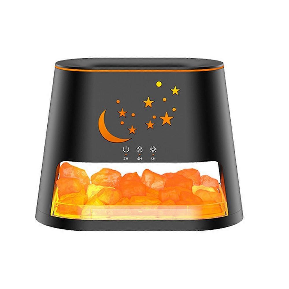 USB Salt Stone Flame Diffuser 3D Fire Effect Air Humidifier with 7 Color Lights for Home / Office Desktop