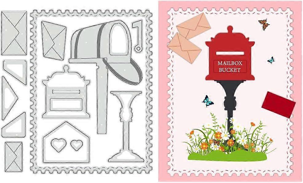 Mailbox Cutting Dies Envelope Mailbox Bucket Decorative Embossing Template for DIY Scrapbooking Photo Albums and Decorative Embossed Paper Cards 0.8mm
