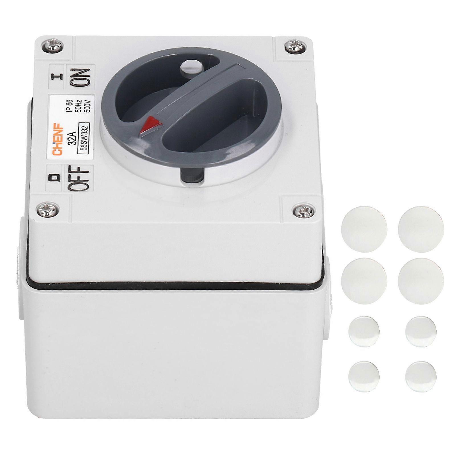 Outdoor Waterproof Switch Socket Dustproof Isolation Rotary OnOff Buttons Indicators 500V(3P32A )