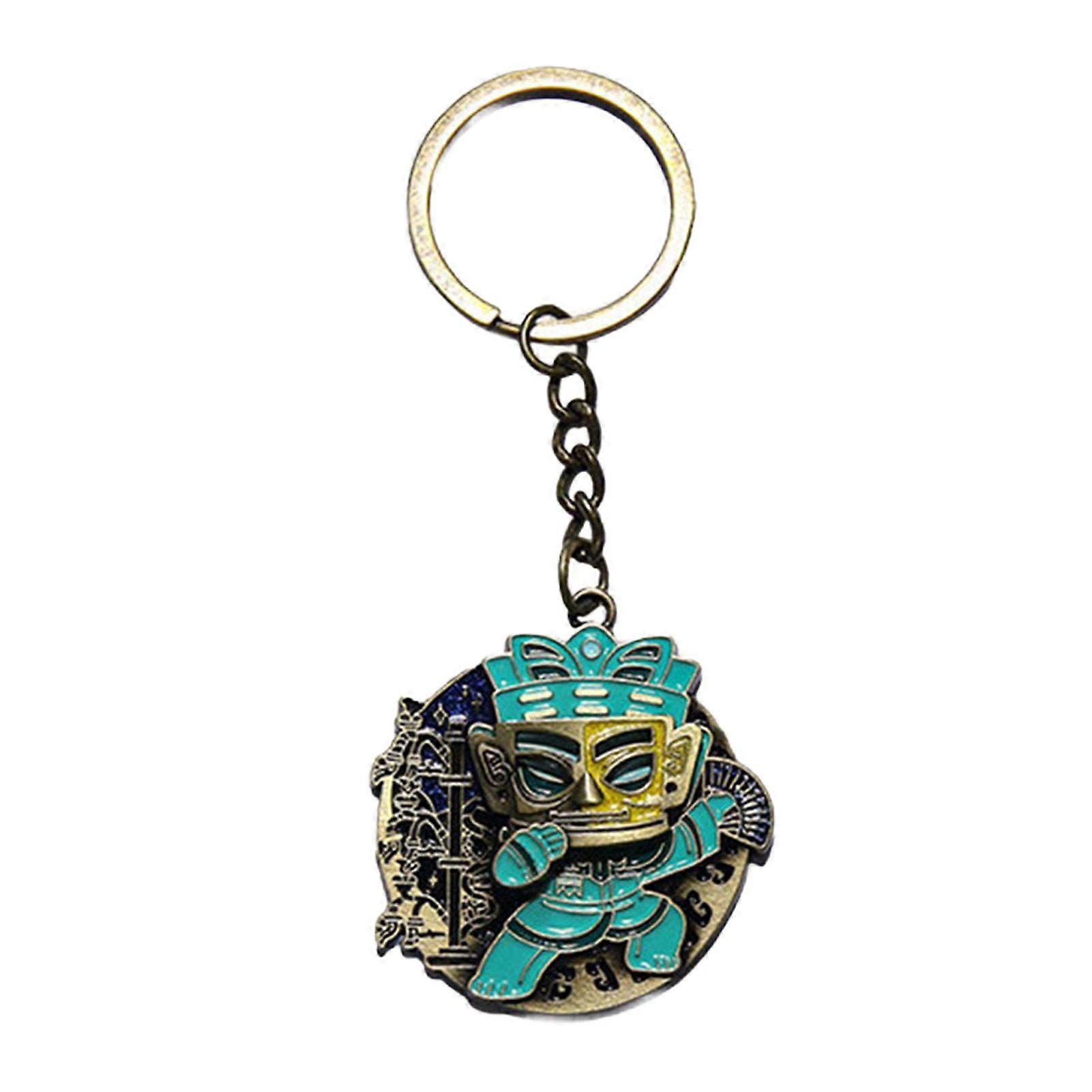 Face Change Keychain Sanxingdui Museum Authentic Bronze Face Design Keyring Retro Style Decorative Accessory