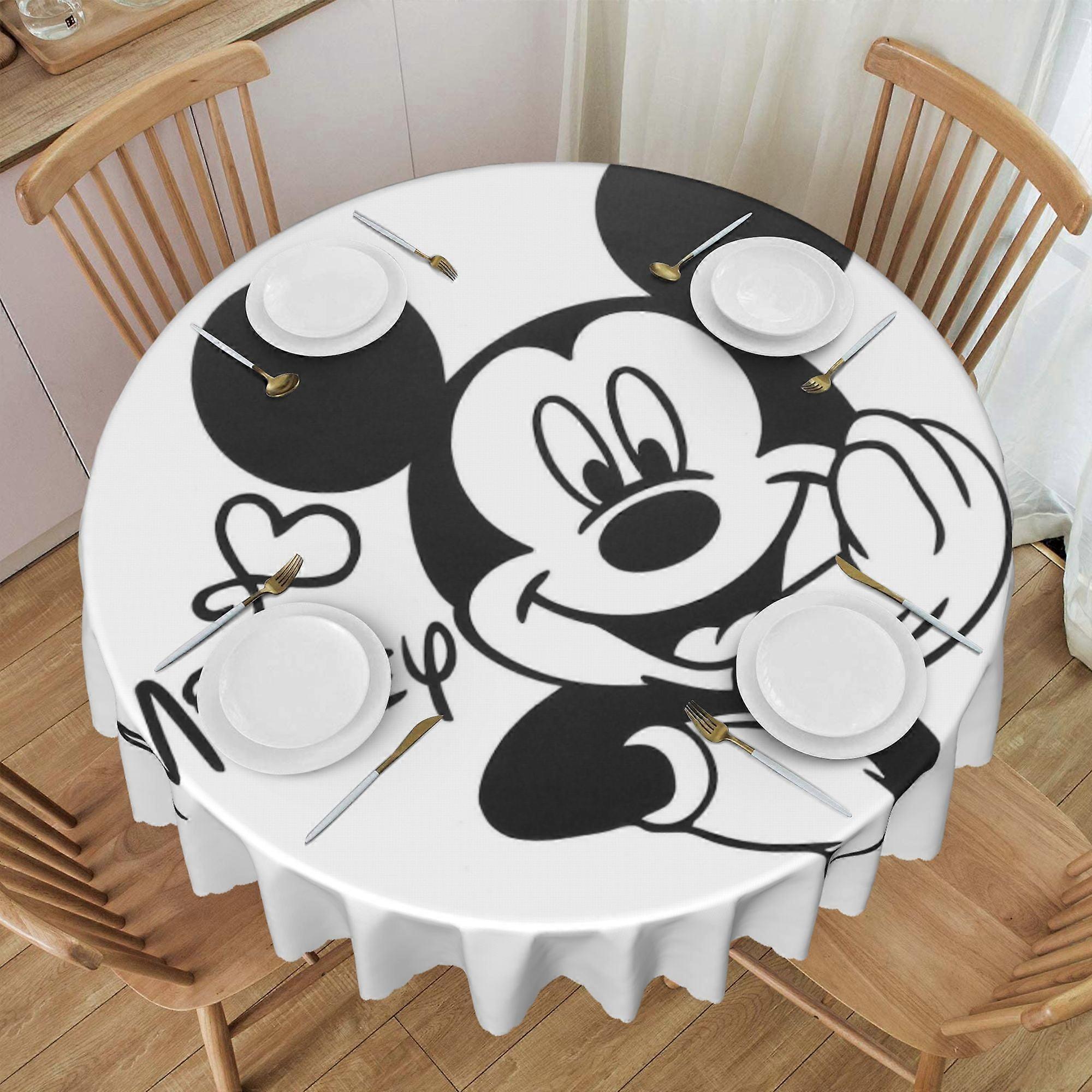 Cartoon Mickey Mouse Round Tablecloth 60 inch, Stain Resistant, Water Repellent & Wrinkle-Free, for Home Kitchen Dining Party Patio Use