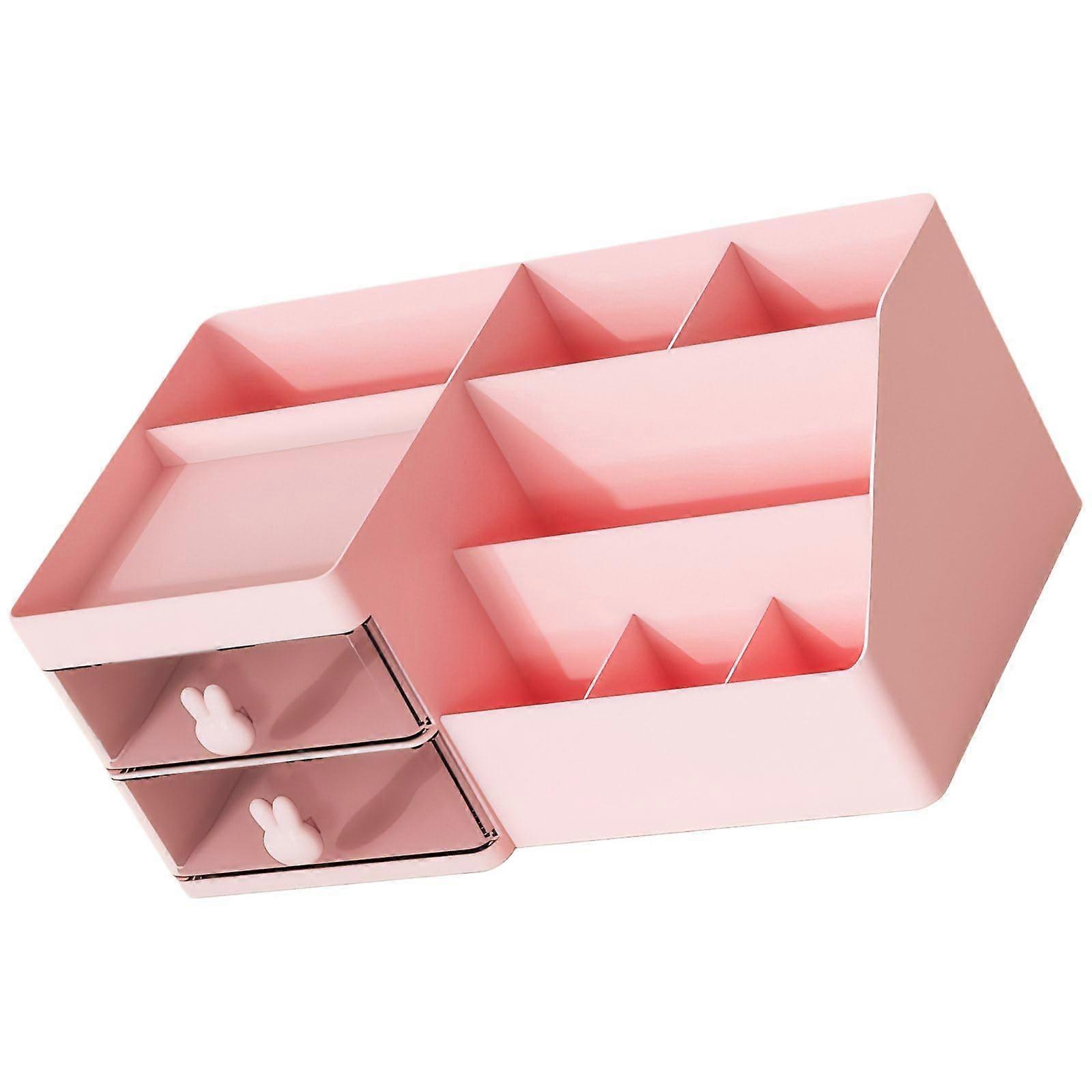 Makeup Storage Organizer with Drawers for Cosmetics and Stationery Desk Use Pink Ref: 6907