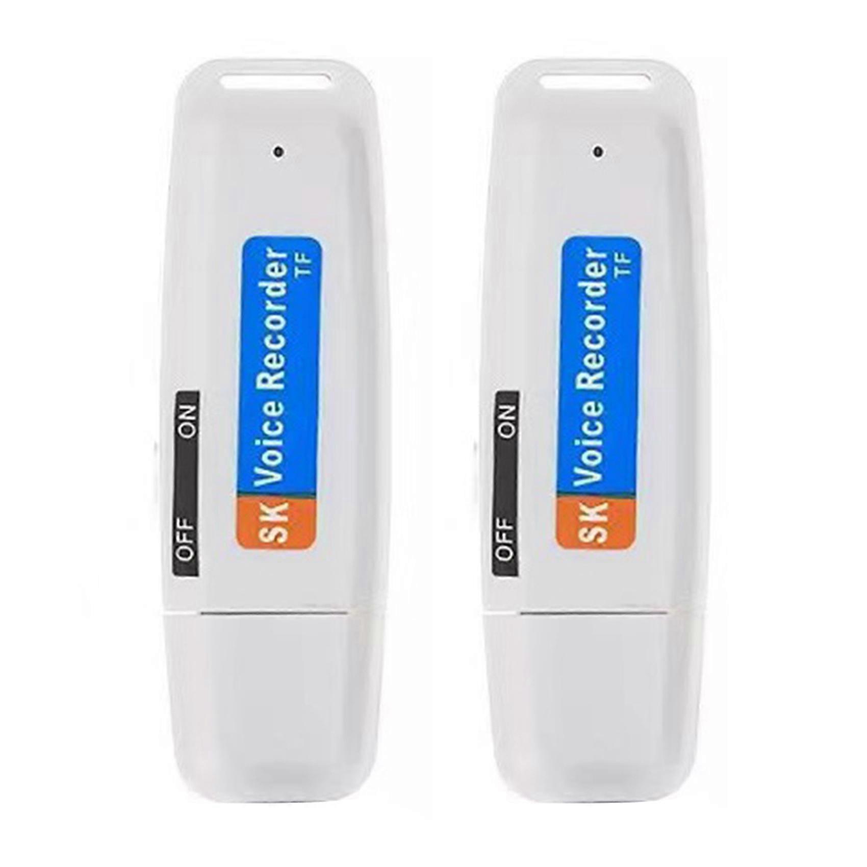 2X Portable Rechargeable U-Disk USB Digital Audio Voice Recorder Mini Dictaphone Activated Recorder -White