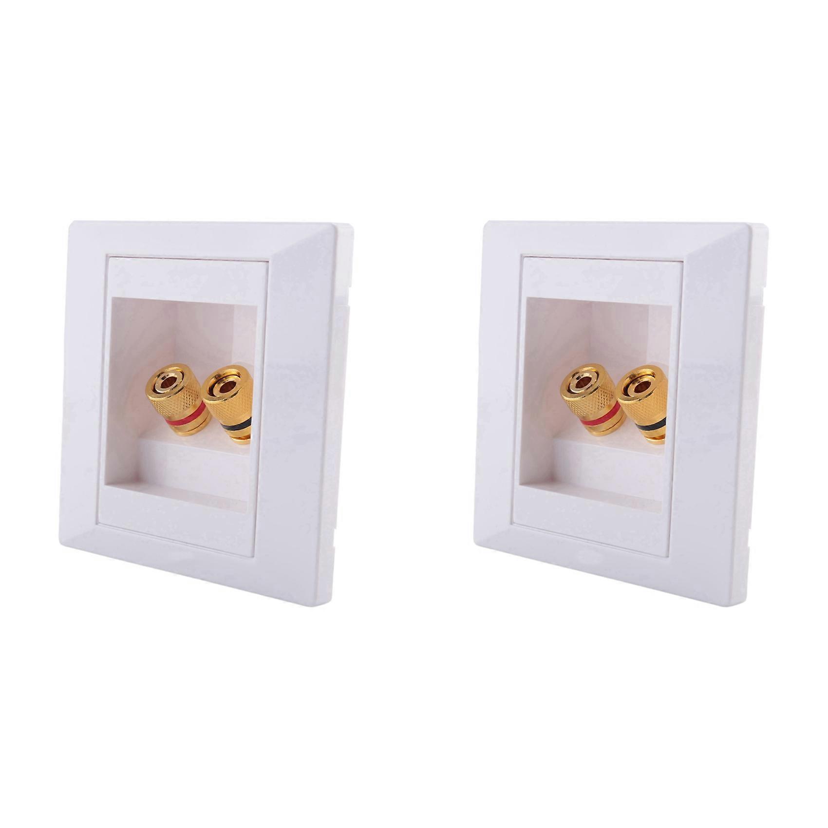 2X Wall Socket Connection Port with 2 Jack Speaker White